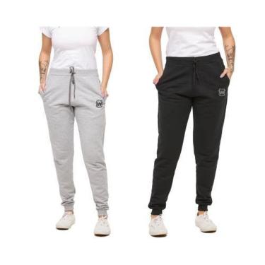 Imagem de Kit 02 Calças Feminina de Moletom Jogger Slim Sport Wooks-Feminino