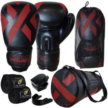 Imagem de Kit Boxe Muay Thai Luva + Bandagem + Bucal + Bolsa - Olimpo Esportes