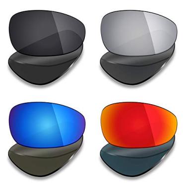 Imagem de Lentes de substituição polarizadas para óculos de sol Oakley Juliet da Mryok 4 pares – preto discreto/vermelho fogo/azul gelo/titânio prata