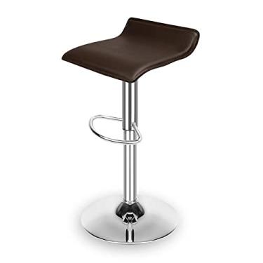 Imagem de Bancos de bar bancos de bar ajustáveis banquetas giratórias com base cromada e apoio para os pés moderno pub cozinha balcão altura bancos de bar elevação a gás cadeiras de bar (cor: marrom)