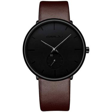 Imagem de Relógio de pulso impermeável minimalista ultrafino - vestido masculino com pulseira de couro