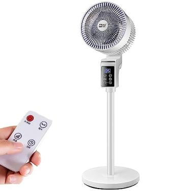 Imagem de Ventilador com suporte de pedestal com controle remoto, temporização de 12h, 3 velocidades, ventiladores elétricos domésticos de chão ventilação oscilante para sala de estar quarto garagem escritório, branco, 1050 mm