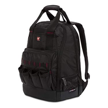 Imagem de SwissGear 2767 Bolsa de ferramentas grande e durável, mochila de trabalho com compartimento acolchoado para laptop | armazenamento de ferramentas, organização de peças, bolso úmido/seco - preta