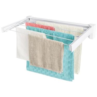 Imagem de Varal Retrátil de Parede Secadora Invisível 5 Hastes 79cm x 40cm (Branco)