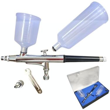 Imagem de EVALD Caneta Aerógrafo Dupla Ação 0,3 MM 2 Canecas Profissional EVCA-2C