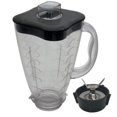 Imagem de 4918 Conjunto de pote de liquidificador de plástico em forma de trevo de 5 xícaras de substituição com lâmina, junta, base, tampa, compatível com os modelos de liquidificador Oster 6647, 6750, 6804,