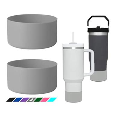 Imagem de Greant Bota protetora para garrafa de água de 2 peças, compatível com Stanley Quencher Adventure, 850 g, bota de silicone antiderrapante compatível com Stanley Quencher de 1,134 g (cinza)