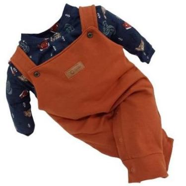 Imagem de Macacão Bebê Menino Finta Jardineira Zafielo 517 Pettenati - Marrom - M ( 6 - 9 MESES )-Masculino