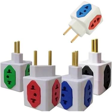 Imagem de Kit 3 Adaptadores de tomadas Benjamin Cubo 3D Com 4 Entradas 3 de 10 Amperes E 1 Entrada de Tomada 20 Amperes coloridas Plug Padrão Novo 3 Pinos Original (3)