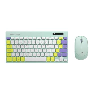 Imagem de Kit Teclado e Mouse sem Fio C3Tech K-W71GN TKL - Teclas Multimídia - ABNT2 - 1200dpi - Verde