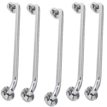 Imagem de Alça de Apoio Barra Inox 80cm Kit 5 Unidades Idoso Deficiente Cadeirante Acessibilidade Banheiro Box Suporte Corrimao Segurança