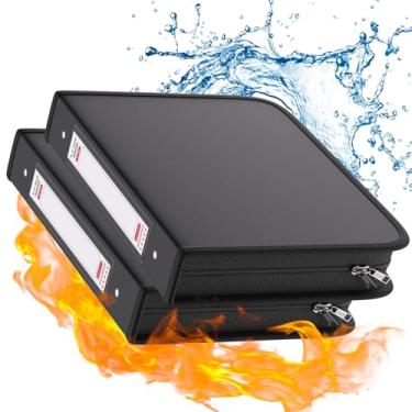 Imagem de ZOOPIP Fichário de 3 anéis à prova de fogo com zíper, anéis D de 3,8 cm comporta 375 folhas de 21,6 cm x 28 cm (A4), compatível com protetores de página transparente, rede embutida e suporte de caneta