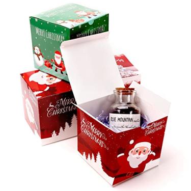 Imagem de Frantis Pacote com 15 caixas empilháveis de presente de Natal, decorações de 12,7 x 12,7 cm x 12,7 cm, 3 designs festivos, conjunto de tema de Natal de floresta rústica para festas, lembrancinhas, cupcakes, doces, doces e doces de padaria