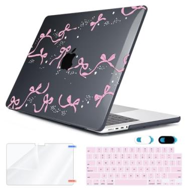 Imagem de HOHAIYOO Compatível com MacBook Pro 16 polegadas 2024 2023 2022 2021 versão M3 A2991 M2 A2780 M1 A2485 Pro Max, capa de plástico rígido + capa de teclado + protetor de tela + capa de webcam, Bows-b