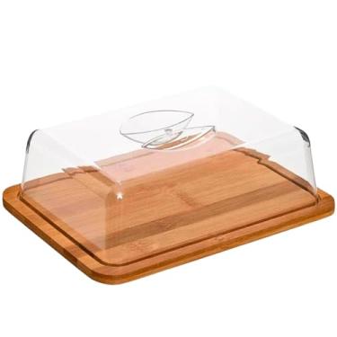 Imagem de Bandeja de Bambu com Tampa em Acrílico - Queijeira Boleira Bolo torta Porta Frios (Porta Frios)