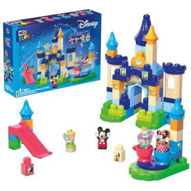 Imagem de Mega Bloks, Jogo de Construção, Celebração do Castelo da Disney com 96 Blocos Grandes e 4 Figuras da Disney, A partir de 1 ano