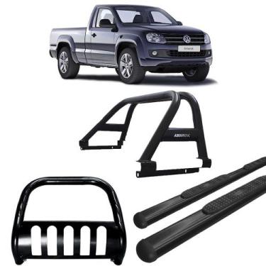Imagem de Kit Quebra Mato Estribo Oval Santo Antônio Duplo/Amarok CS Preto - HOZ