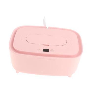 Imagem de EHJRE Aquecedor de lenços umedecidos para bebês, aquecedor de fraldas, dispensador de lenços umedecidos, display digital para viagem, Rosa