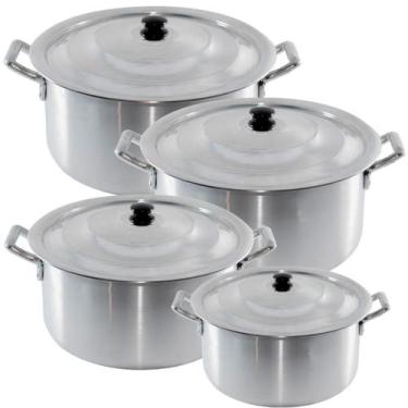 Imagem de Jogo 4 Caçarolas Industrial Panela Em Aluminio Linha Hotel Restaurante