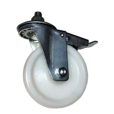 Imagem de Kit 4 Rodizios Nylon 4pol. Rosca Giratorio C/ Freio 170kg P/ Roda - AB