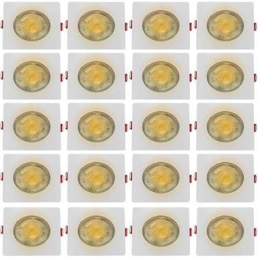 Imagem de 40 Spot Led 5w Quadrado Embutir Luz Amarela 3000k Bivolt Luminária Ges