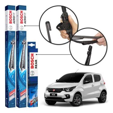 Imagem de Kit 3 Palhetas Dianteiras + Traseira Original Bosch Fiat Mobi 2016 a 2
