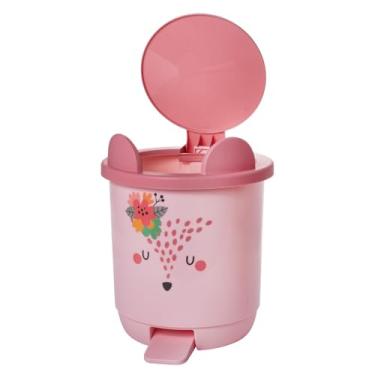 Imagem de Lixeira Infantil Lúdica com tampa fixa e pedal 6,5L Rosa Plasútil