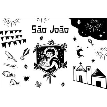 Imagem de Painel de lona São João Festa Junina  Bandeirinhas e Balões Fogos e Es