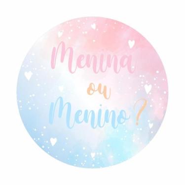 Imagem de Painel de Lona Redondo Menina ou Menino Chá de Revelação Aquarela Rosa