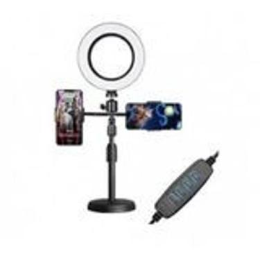 Imagem de Kit 2 Ring Light de Mesa Portátil Regulável Com Suporte para 2 Celular