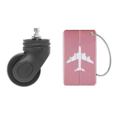 Imagem de Kit Rodinha mais Tag de Bagagem Rosa Claro - We Go To