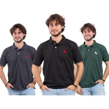 Imagem de Kit 3 Camisa Polo Original Estilo Rei Top Cores, Kit 5 preta, Chumbo, 