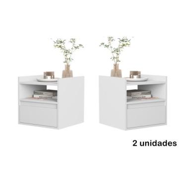 Imagem de Kit 2 Mesas de Cabeceira suspensa com porta basculante Muranna Plus Co
