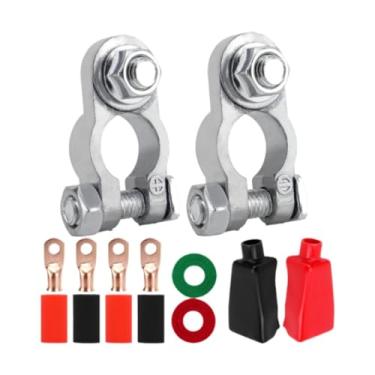 Imagem de QccHieUs Kit de conector de terminal de bateria genérico Terminais de cabo de bateria Fácil instalação Liga de zinco para automóvel RV Carro Van Marinha, 2x0.31 in No Brush