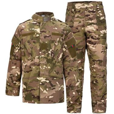 Imagem de QIYUANT Conjunto de roupas táticas para atividades ao ar livre para crianças, camisa e calça, airsoft, militar, primavera, verão, outono, combate para meninos e meninas (CP/jaqueta + calça, 150)