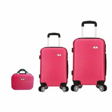 Imagem de Mala de viagem bordo, grande e frasqueira em abs eagle ac32, Rosa mela