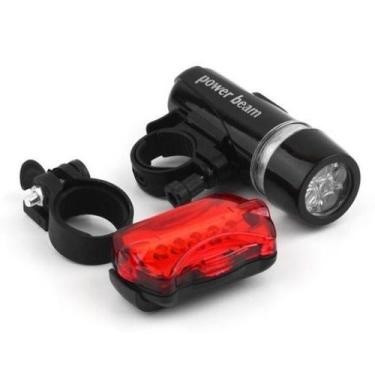 Imagem de Kit Farol de Bicicleta Frontal + Pisca Traseiro Led - PILHAS NÃO INCLU