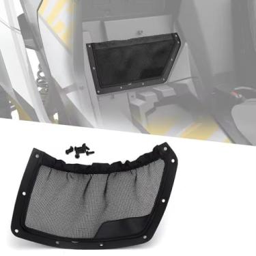Imagem de UTV Rede de armazenamento traseira para encosto adequado para Can-Am Defender HD7 HD8 HD9 HD10 MAX banco dianteiro organizador traseiro preto suporte de malha com parafusos de fixação (1 rede de