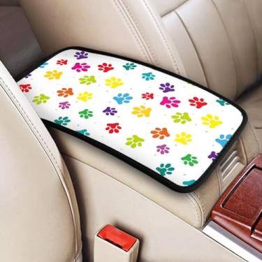 Imagem de DORKEIXIA Capa para console central automotivo com estampa de pata de cachorro colorida capa universal para console central de carro capa de caixa de assento para sedã, van, SUV, caminhão, acessórios