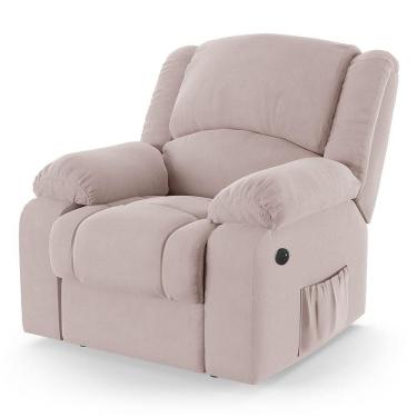 Imagem de Poltrona Do Papai Reclinável Melim Controle Power Elétrico Usb Veludo Rosê Fh1 - D`rossi