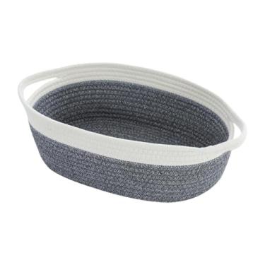 Imagem de Fenteer Cesta de Algodão para Armazenamento, Organizador de Brinquedos Caninos, Cesta de Presente com Alça, Branco Cinza, Tamanho real