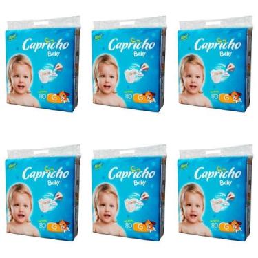 Imagem de KIT 6 FRALDAS CAPRICHO BABY SUPER JUMBO G - 80 unidades