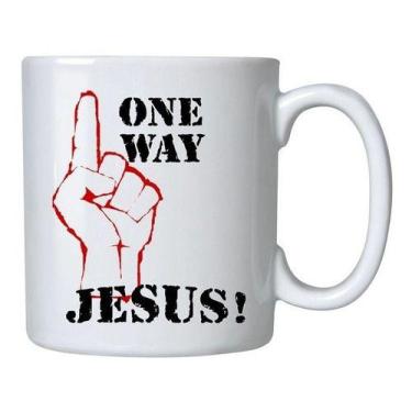 Imagem de Caneca Branca One Way Jesus Biblicas Frases Gospel - Alabama Stamp