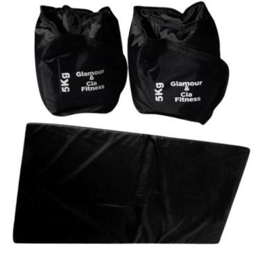 Imagem de Kit Par Tornozeleira Caneleira De Peso 5Kg + Colchonete Para Academia 