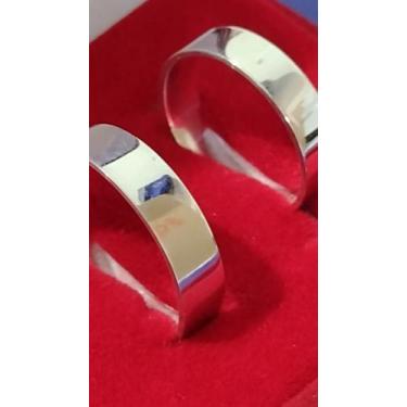 Imagem de Alianças prata 950 Namoro Compromisso 6 mm Lisa Brilhosa Par