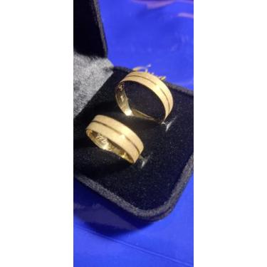 Imagem de Alianças Par Casal Ouro 18 Kilates 10 Gramas 7 mm Fosca com Risco - Al