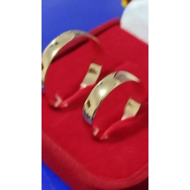 Imagem de Alianças Par Casal Tradicional Boleadas lisas Namoro Ouro 18 kilates N