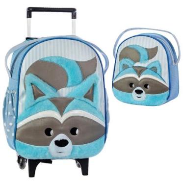 Imagem de Kit Mochila Feminino Masculino Infantil Carrinho Rodinha Com Lancheira