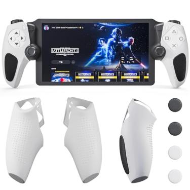 Imagem de FUNDIARY White+Black Silicone Protective Cases Compatible with PlayStation Portal, Comfortable Ergonomic Skin Cover for PS5 Portal Left and Right Controller Skin Accessories with 4 Non-Slip Thumb Caps