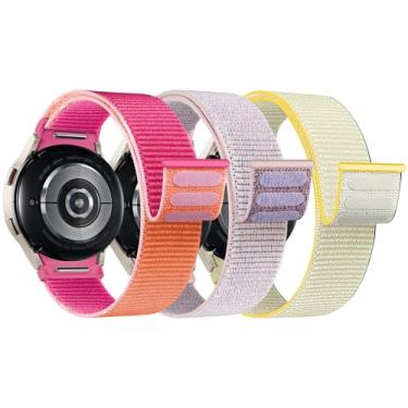 Imagem de Chinber Pacote com 3 pulseiras de nylon femininas e masculinas compatíveis com Samsung Galaxy Watch 7 6 5 4 FE de 40 mm e 44 mm/Galaxy Watch 6 4 mm/Galaxy Watch 6 4 mm/Galaxy Watch 6 4 mm/Galaxy Watch